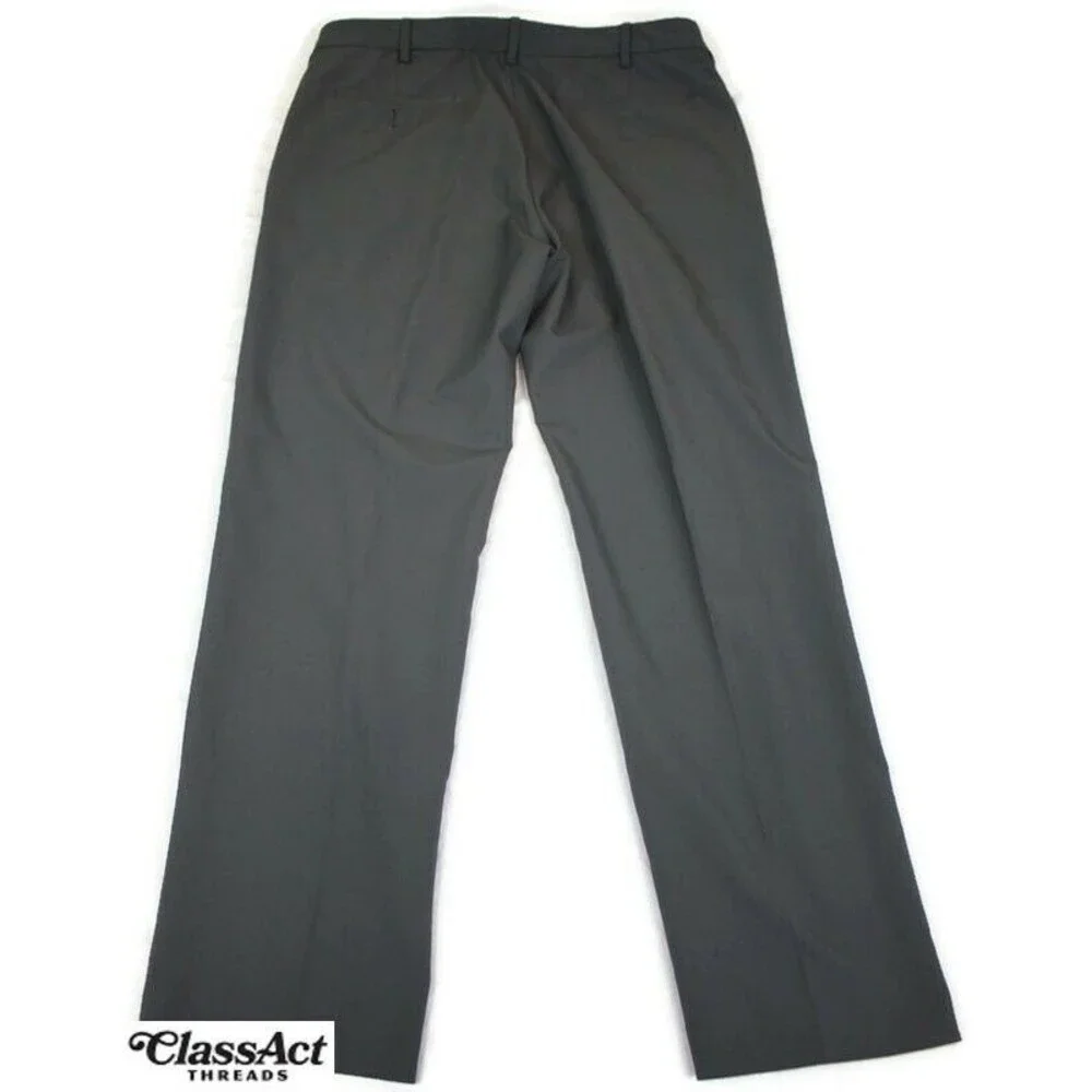 PGA Tour Golf Pants Casual Chino Polyester Men's Gray Flat Front 36 X 32